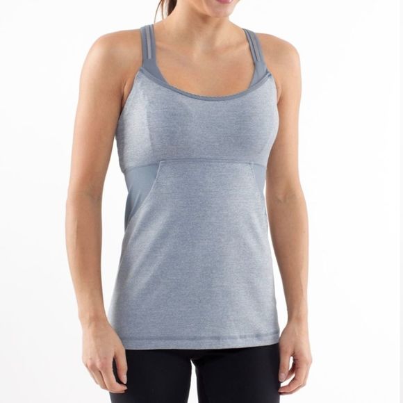 Lululemon Women Cross My Heart Tank Top Heathered Blurred Gray Size 8 - Picture 1 of 16